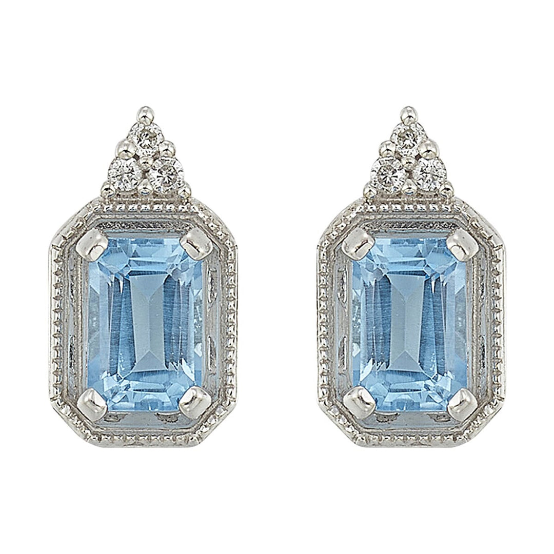 Silver Diamond 1/20Ctw & Blue Topaz 1 3/8Ctw Earring