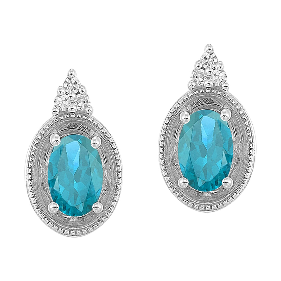 Silver Diamond 1/20Ctw & Blue Topaz 1Ctw Earring