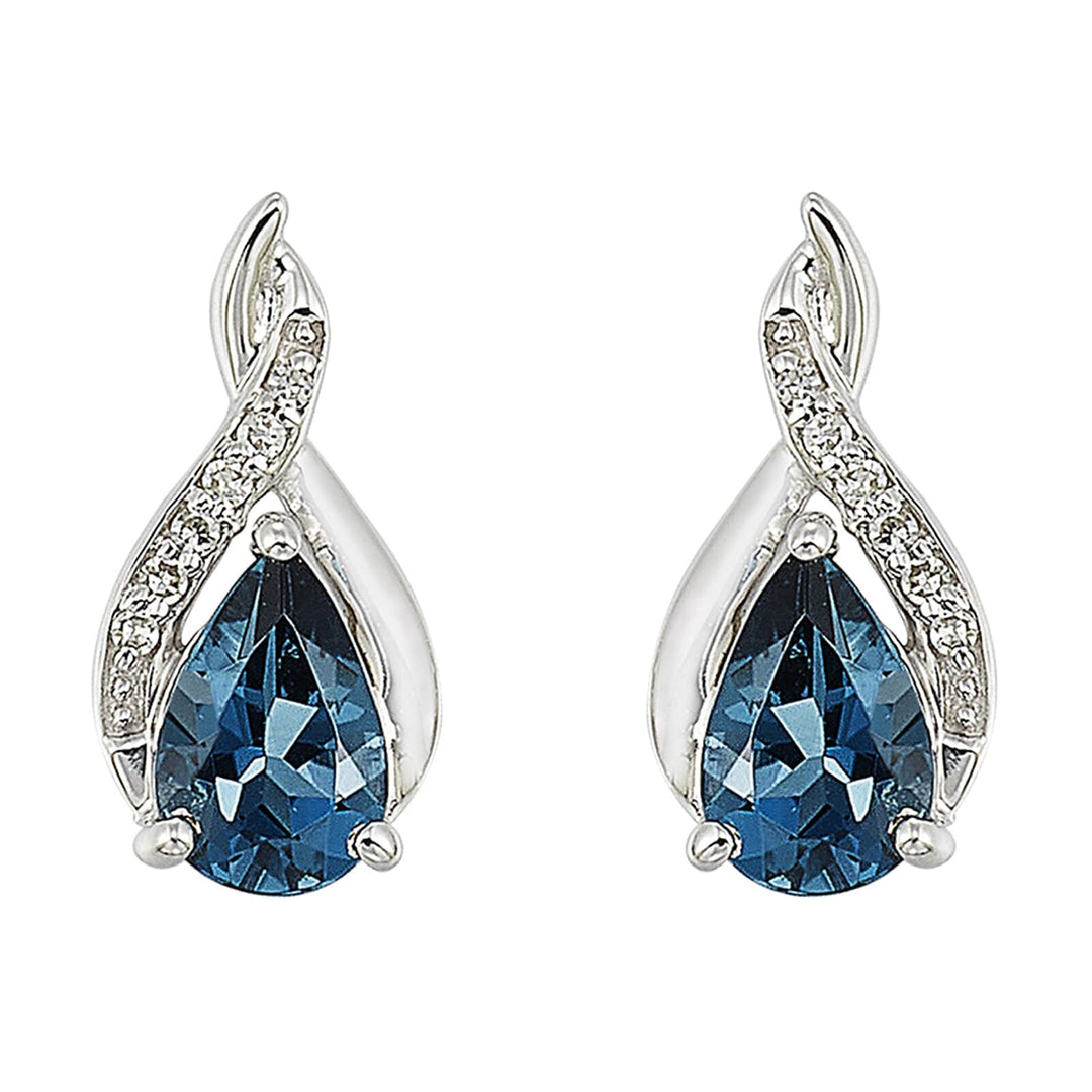 Silver Diamond 1/25Ctw & Blue Topaz 7/8Ctw Earring