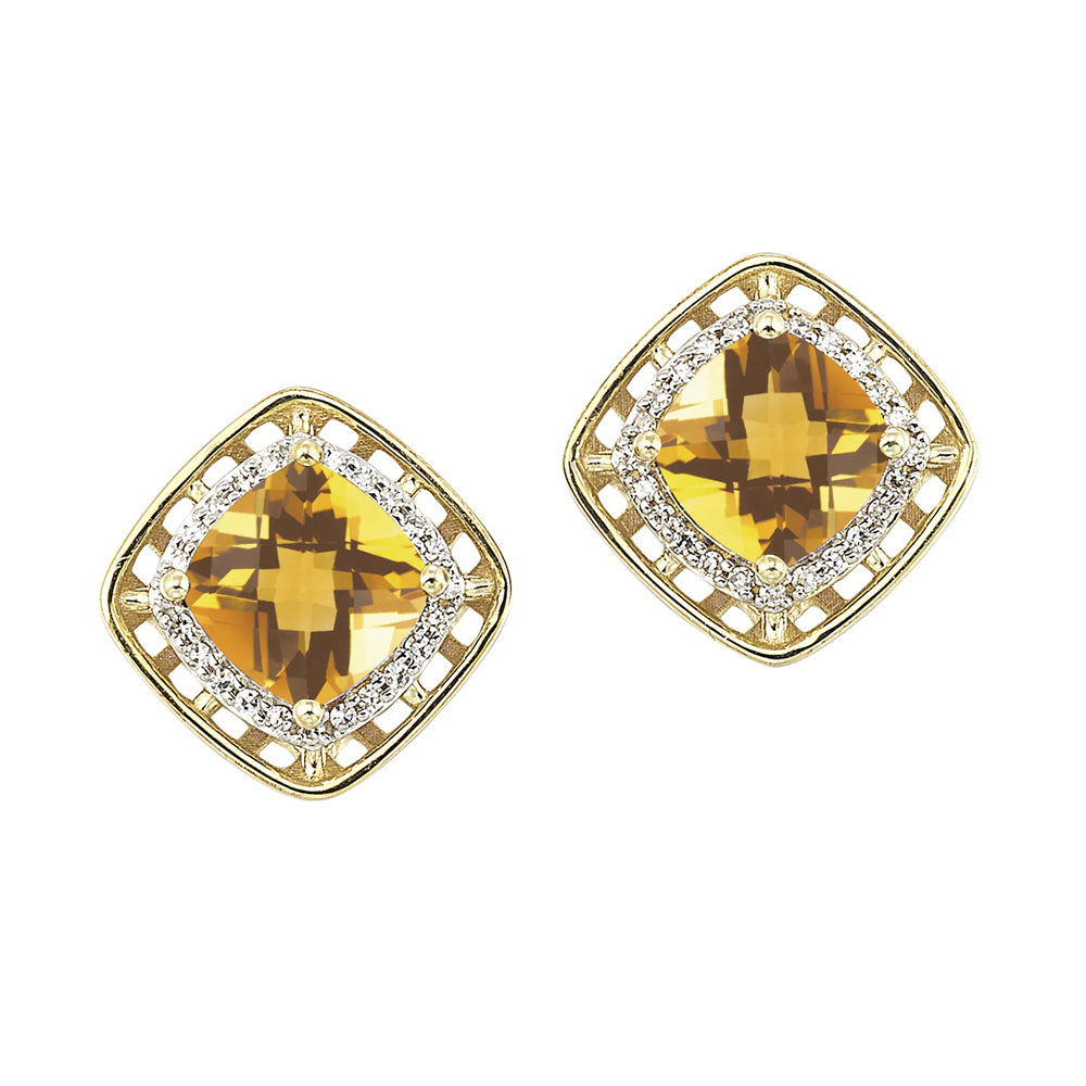 10Kt Yellow Gold Diamond 1/12Ctw & Citrine 1 7/8Ctw Earring