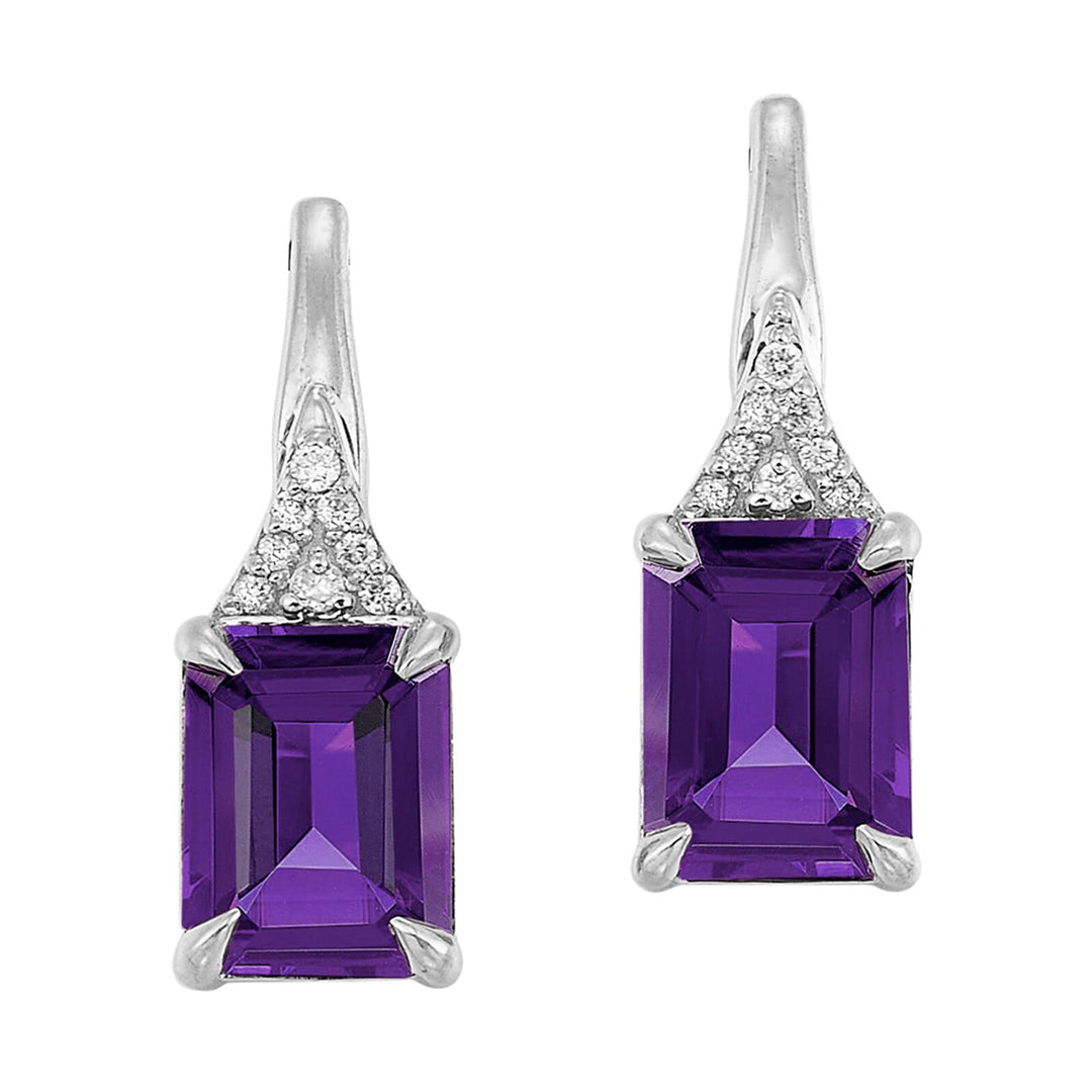 10Kt White Gold Diamond 1/15Ctw & Amethyst 4Ctw Earring