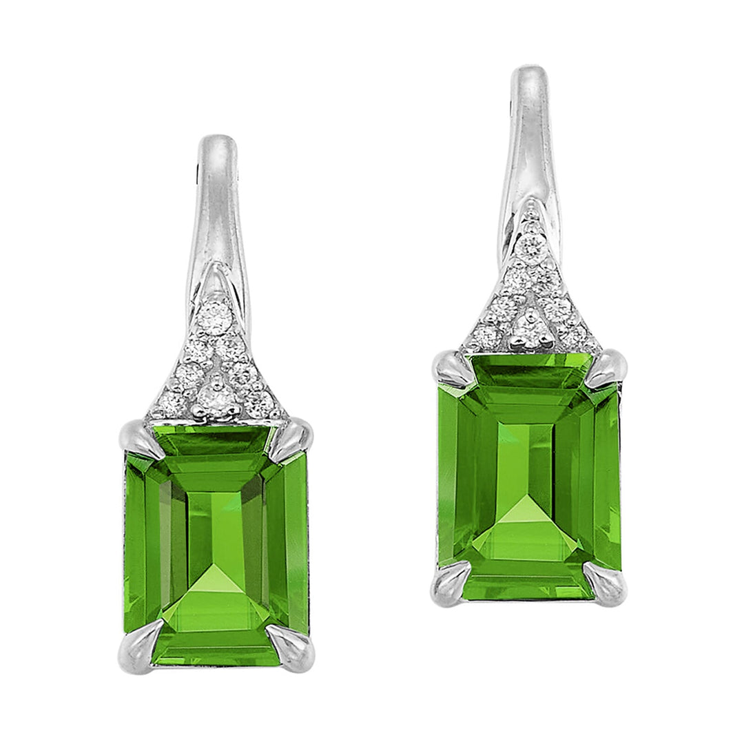 10Kt Yellow Gold Diamond 1/15Ctw & Peridot 3 3/4Ctw Earring