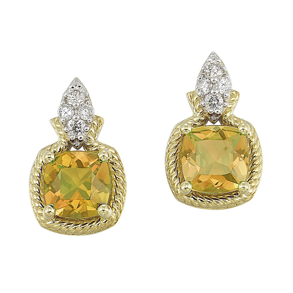 10Kt Yellow Gold Diamond 1/10Ctw & Citrine 1 5/8Ctw Earring
