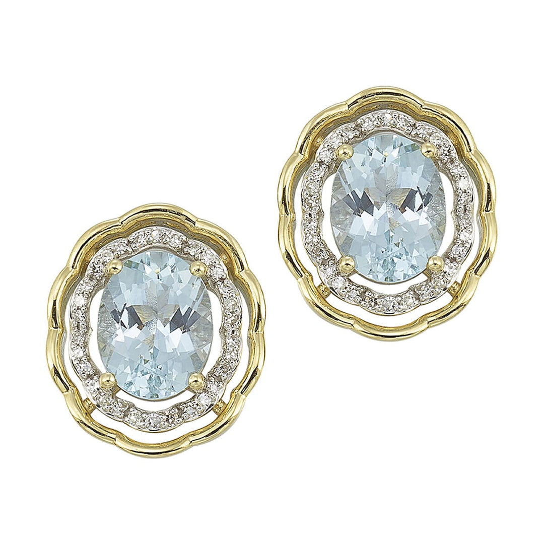 14Kt Yellow Gold Diamond 1/5Ctw & Blue Topaz 3 1/2Ctw Earring