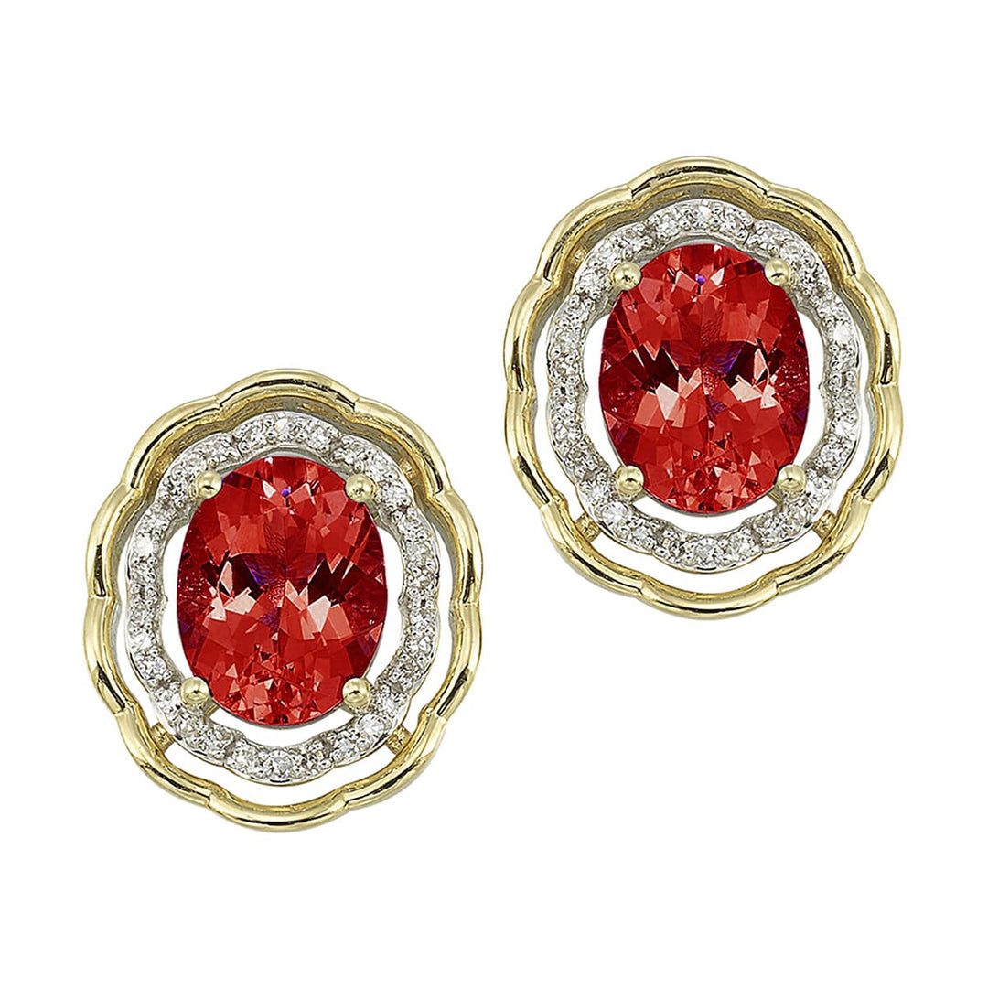 14Kt Yellow Gold Diamond 1/5Ctw & Garnet 3 1/2Ctw Earring