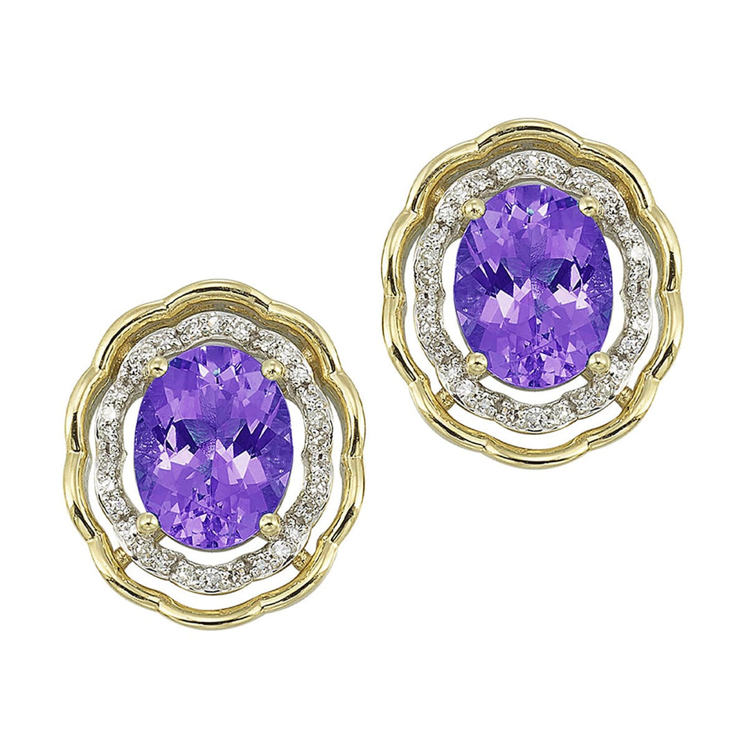 14Kt Yellow Gold Diamond 1/5Ctw & Amethyst 3 1/2Ctw Earring