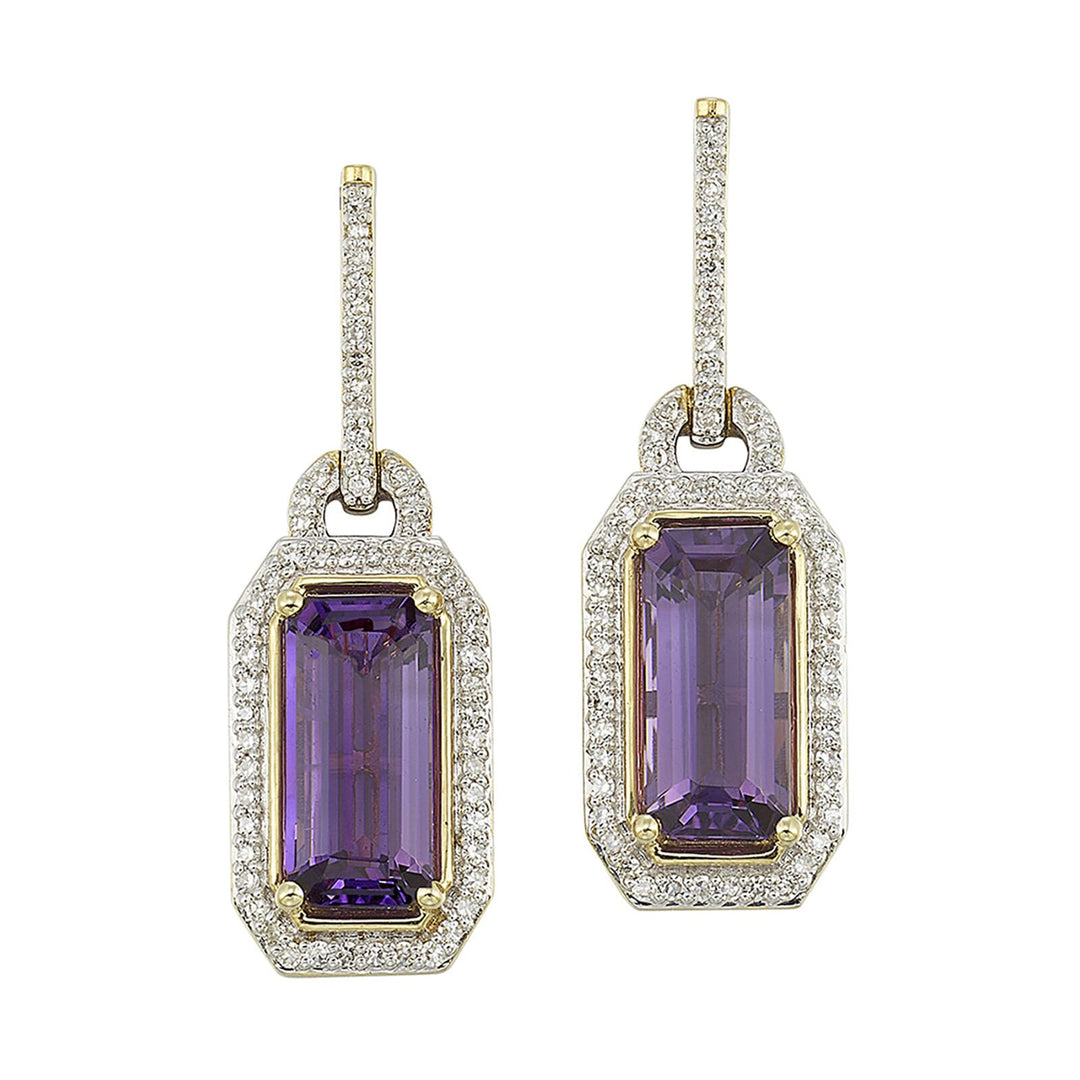 14Kt Yellow Gold Diamond 3/8Ctw & Amethyst 4 3/8Ctw Earring