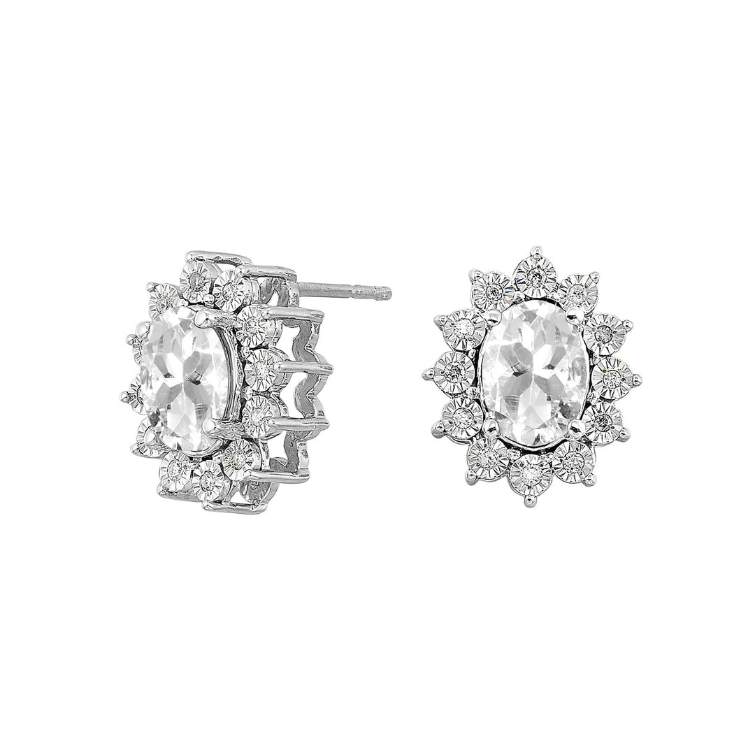 Silver Diamond 1/10Ctw & White Topaz 2Ctw Earring