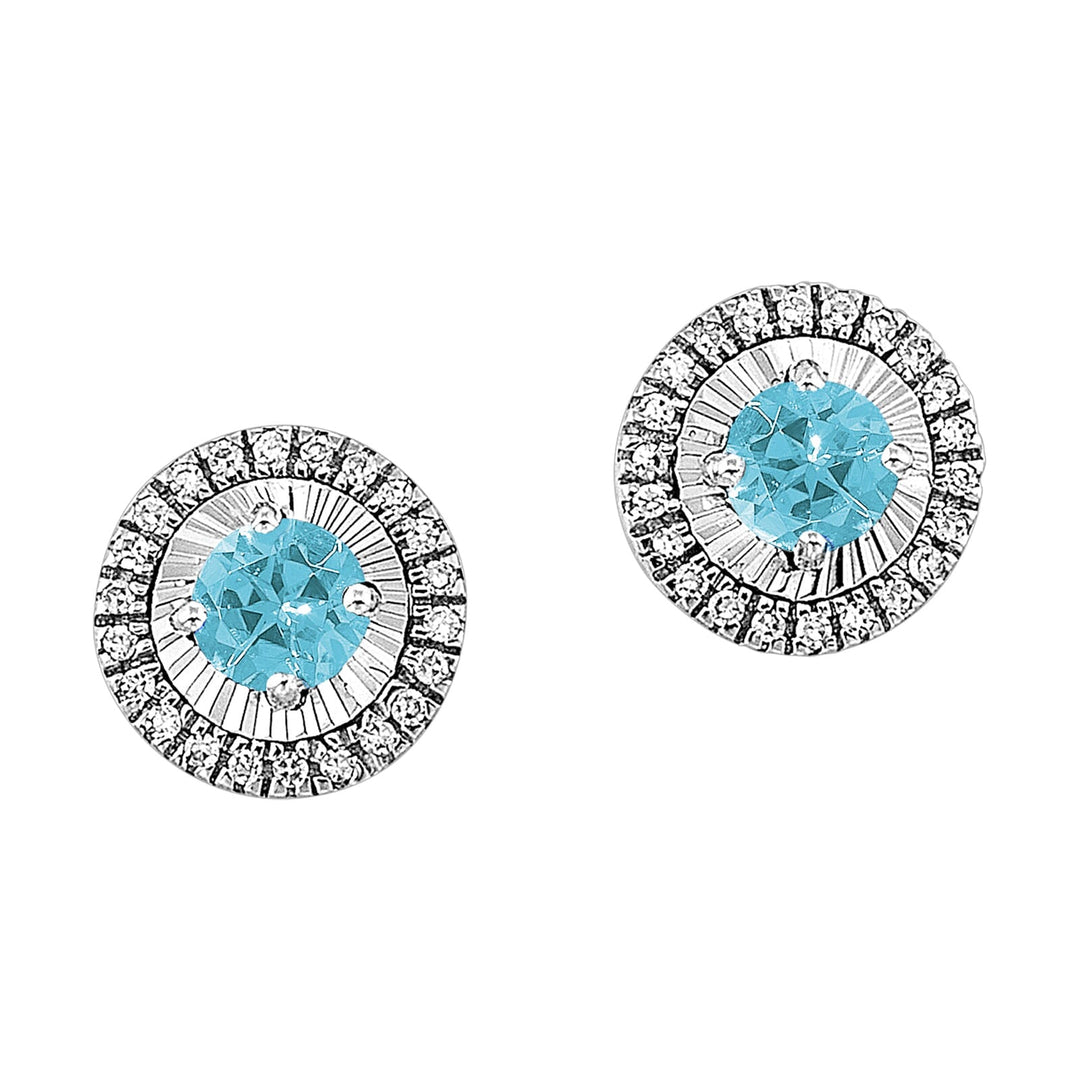 10Kt White Gold Diamond 1/20Ctw & Aquamarine 1/5Ctw Earring
