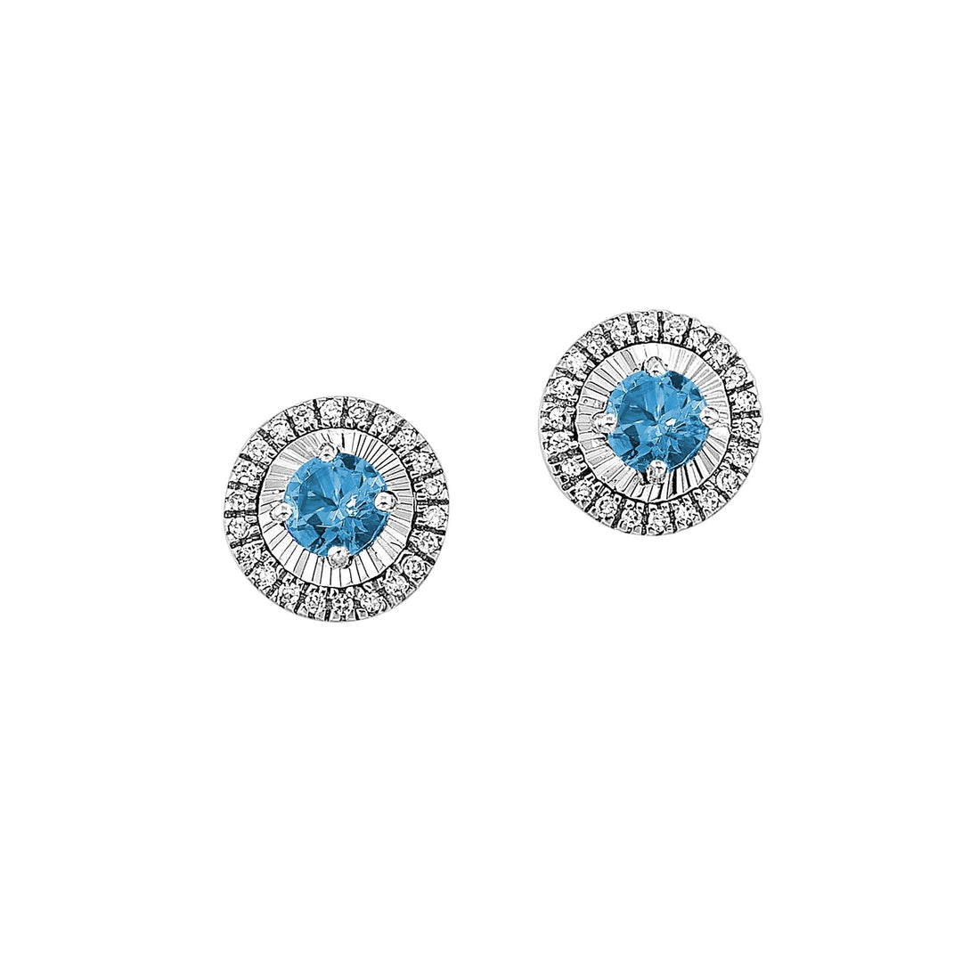 10Kt White Gold Diamond 1/25Ctw & Blue Topaz 1/5Ctw Earring