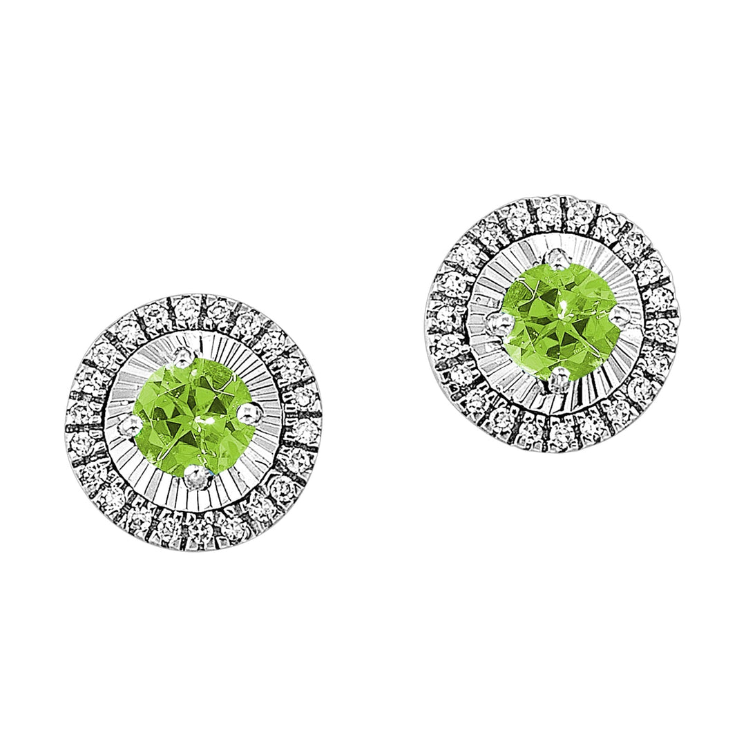 10Kt White Gold Diamond 1/20Ctw & Peridot 1/4Ctw Earring
