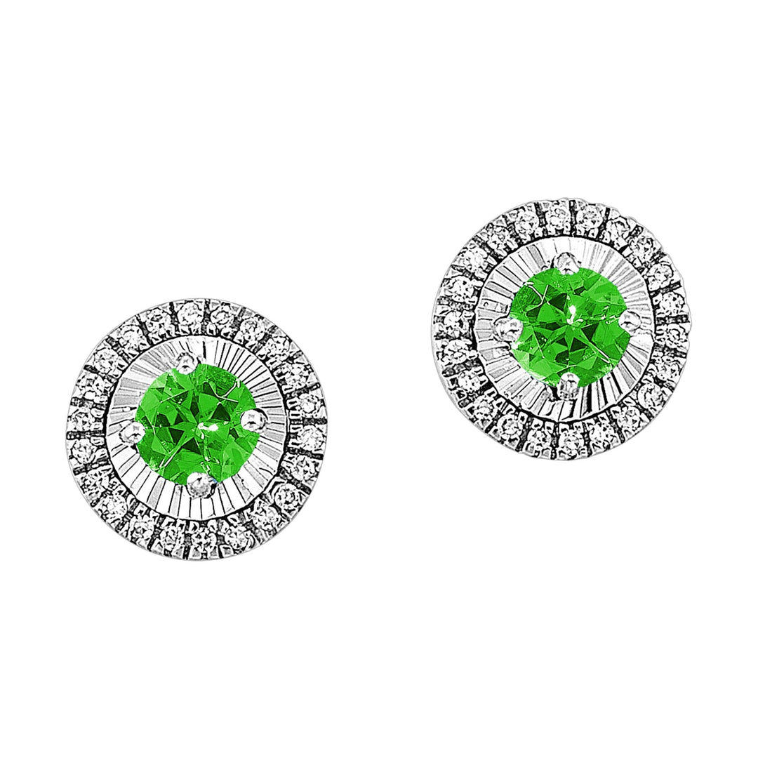 10Kt White Gold Diamond 1/20Ctw & Emerald 1/5Ctw Earring