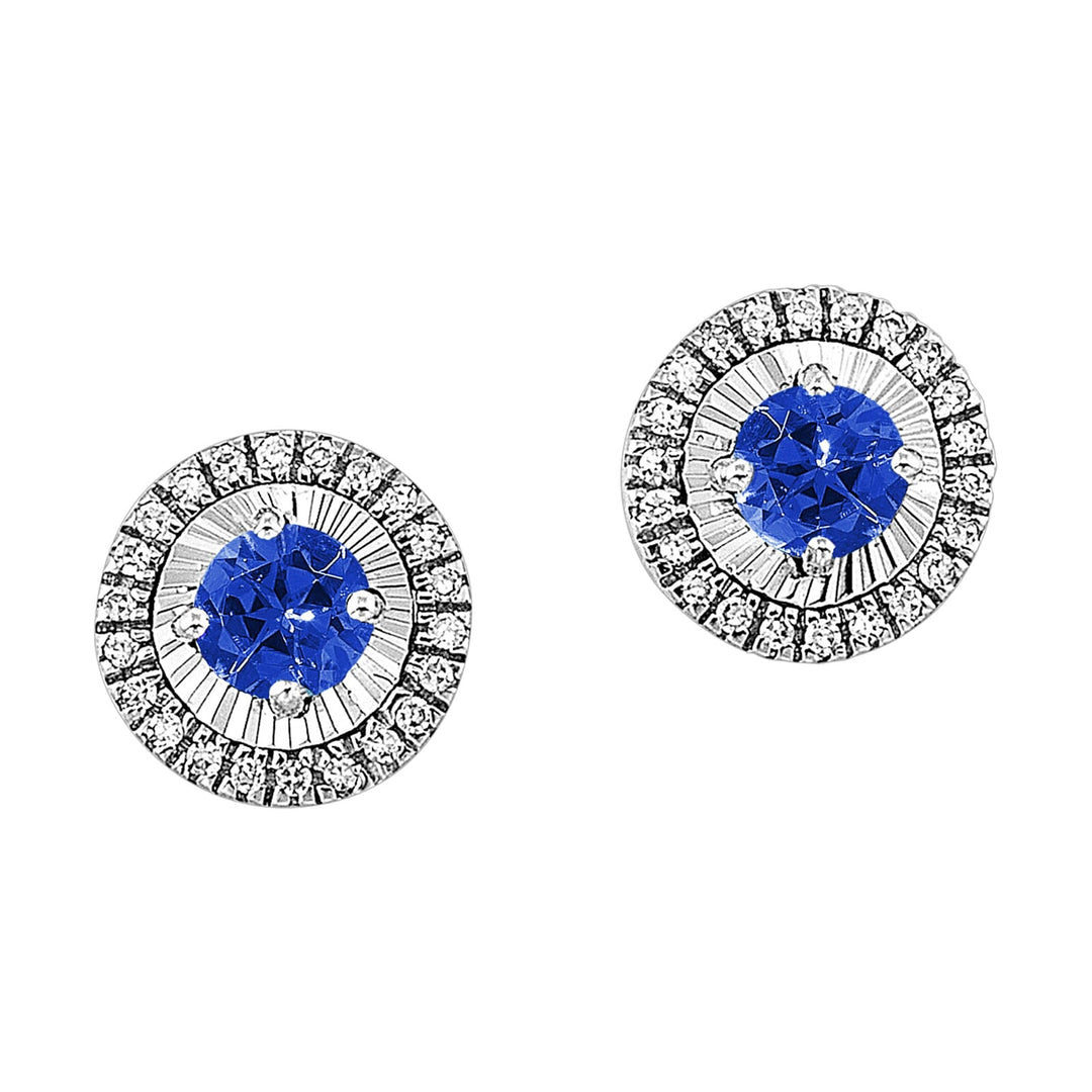 10Kt White Gold Diamond 1/20Ctw & Sapphire 1/8Ctw Earring