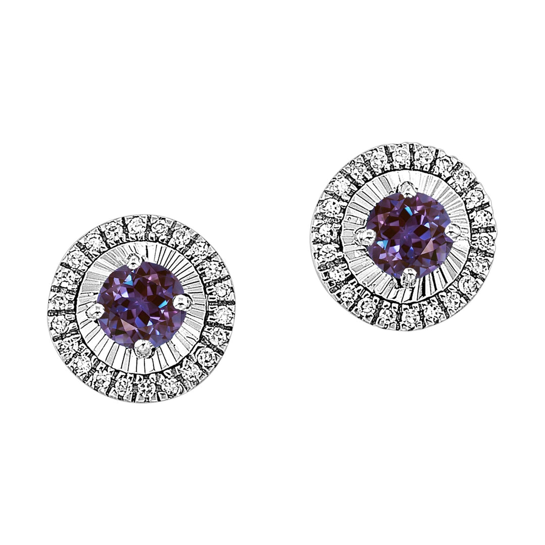 10Kt White Gold Diamond 1/20Ctw & Syn Alexandrite 1/5Ctw Earring