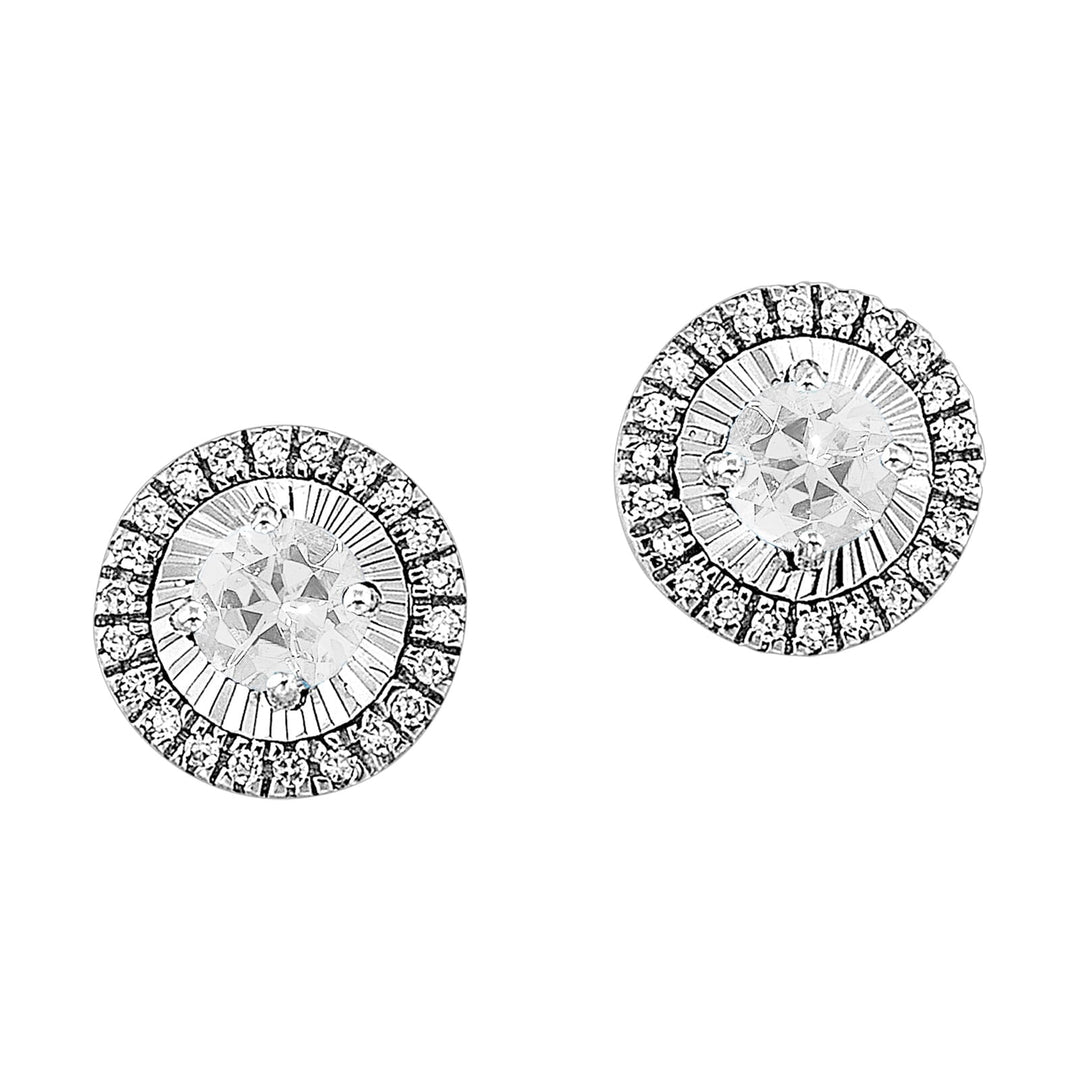 10Kt White Gold Diamond 1/20Ctw & White Topaz 1/3Ctw Earring