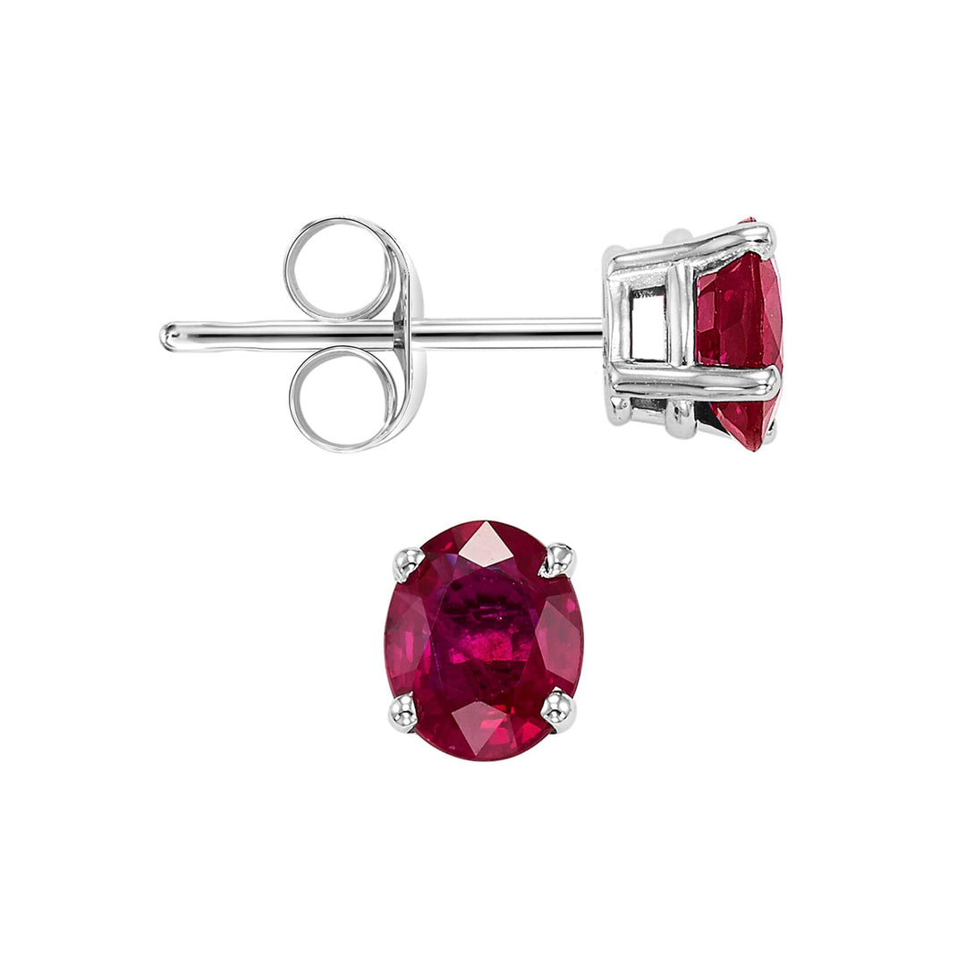 14Kt White Gold Ruby 1Ctw Earring