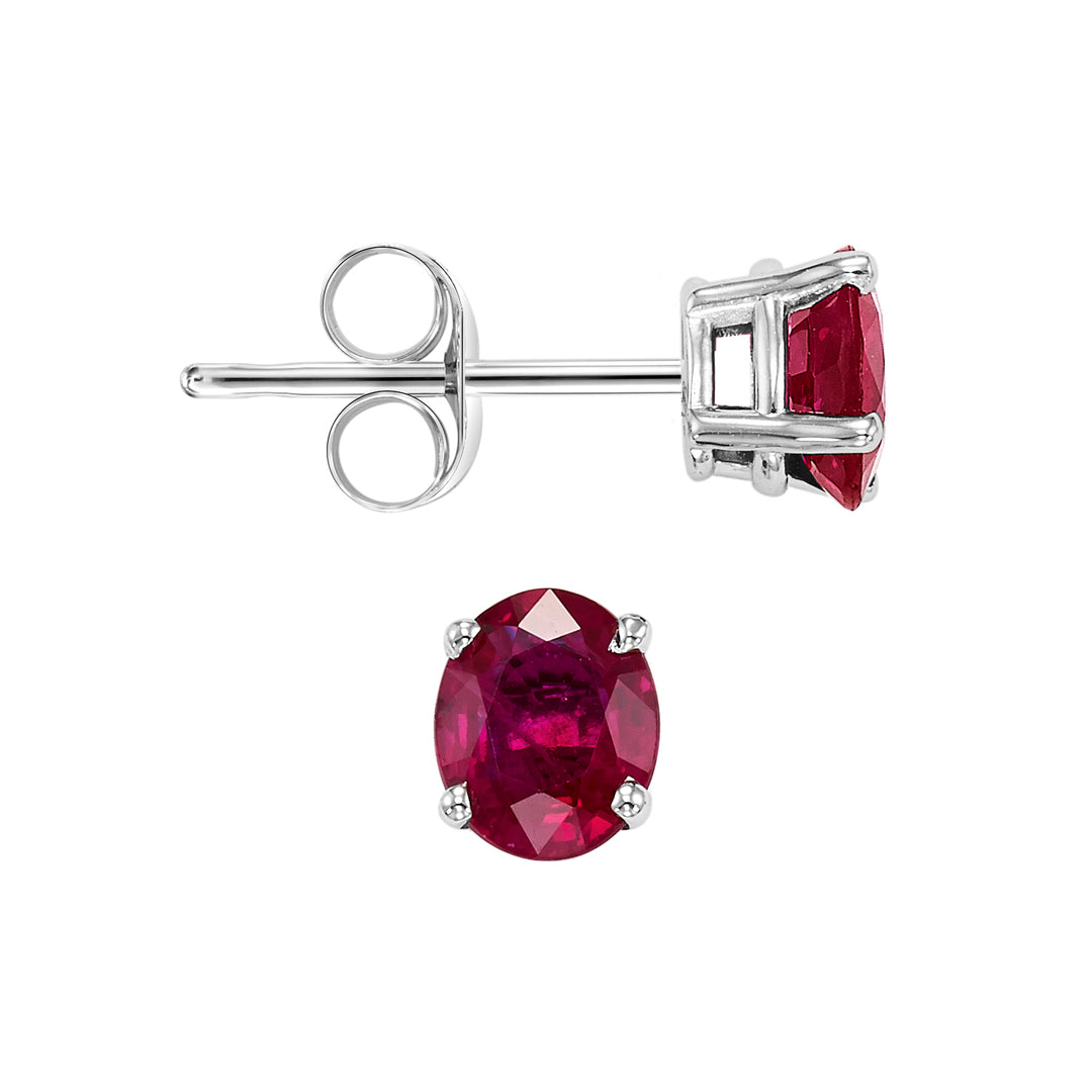 14Kt White Gold Ruby 1Ctw Earring