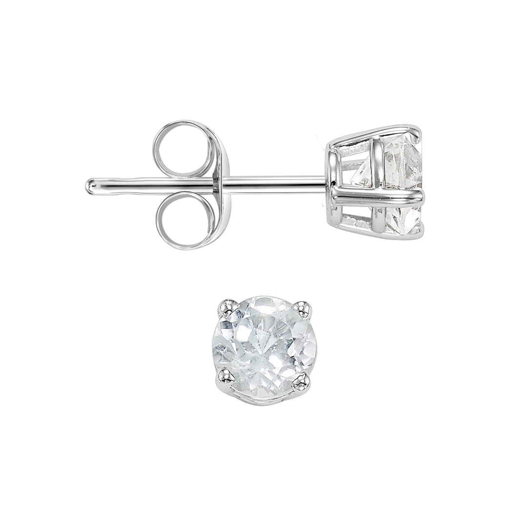 14Kt White Gold & White Topaz 1/2Ctw Earring