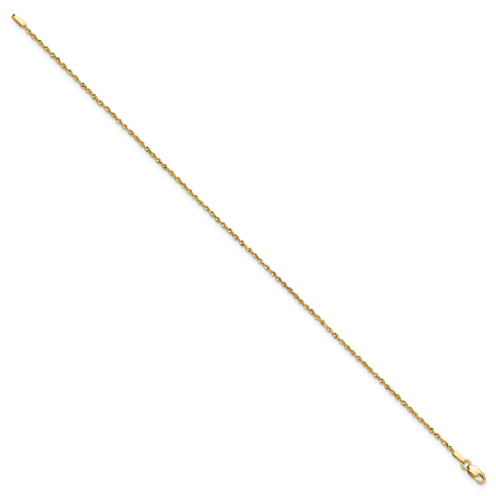 14k 1.5mm Ultra D/C Lightweight Rope Chain Anklet