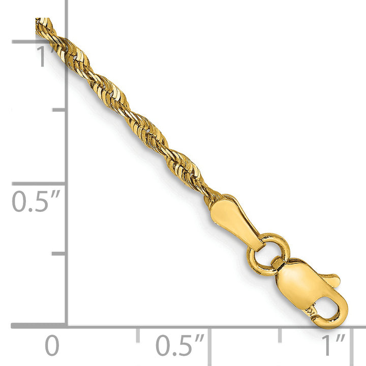 14k 2.0mm Ultra D/C Lightweight Rope Chain Anklet