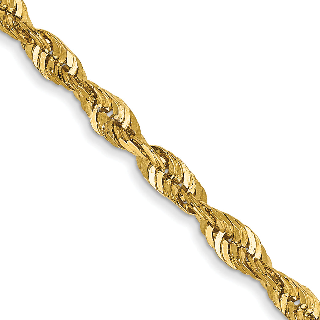 14k 2.5mm Ultra D/C Lightweight Rope Chain