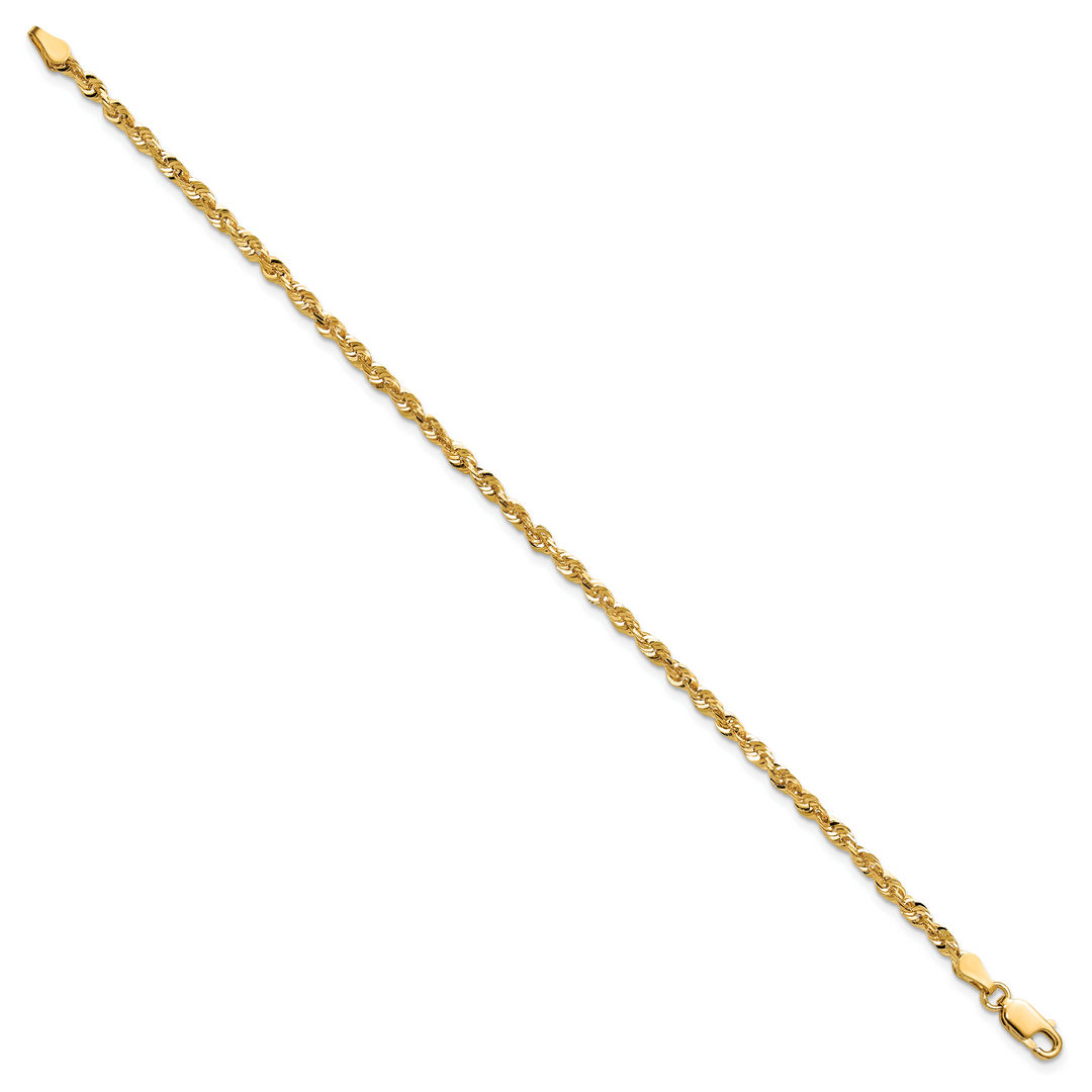 14k 2.75mm Ultra D/C Lightweight Rope Chain Anklet