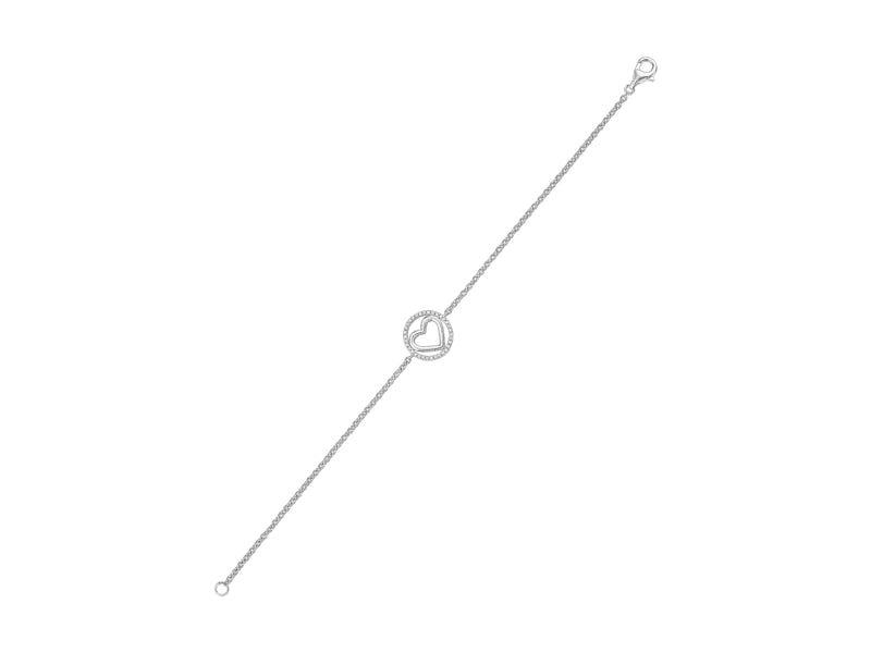 Silver White Diamond 1/10Ctw Bracelet