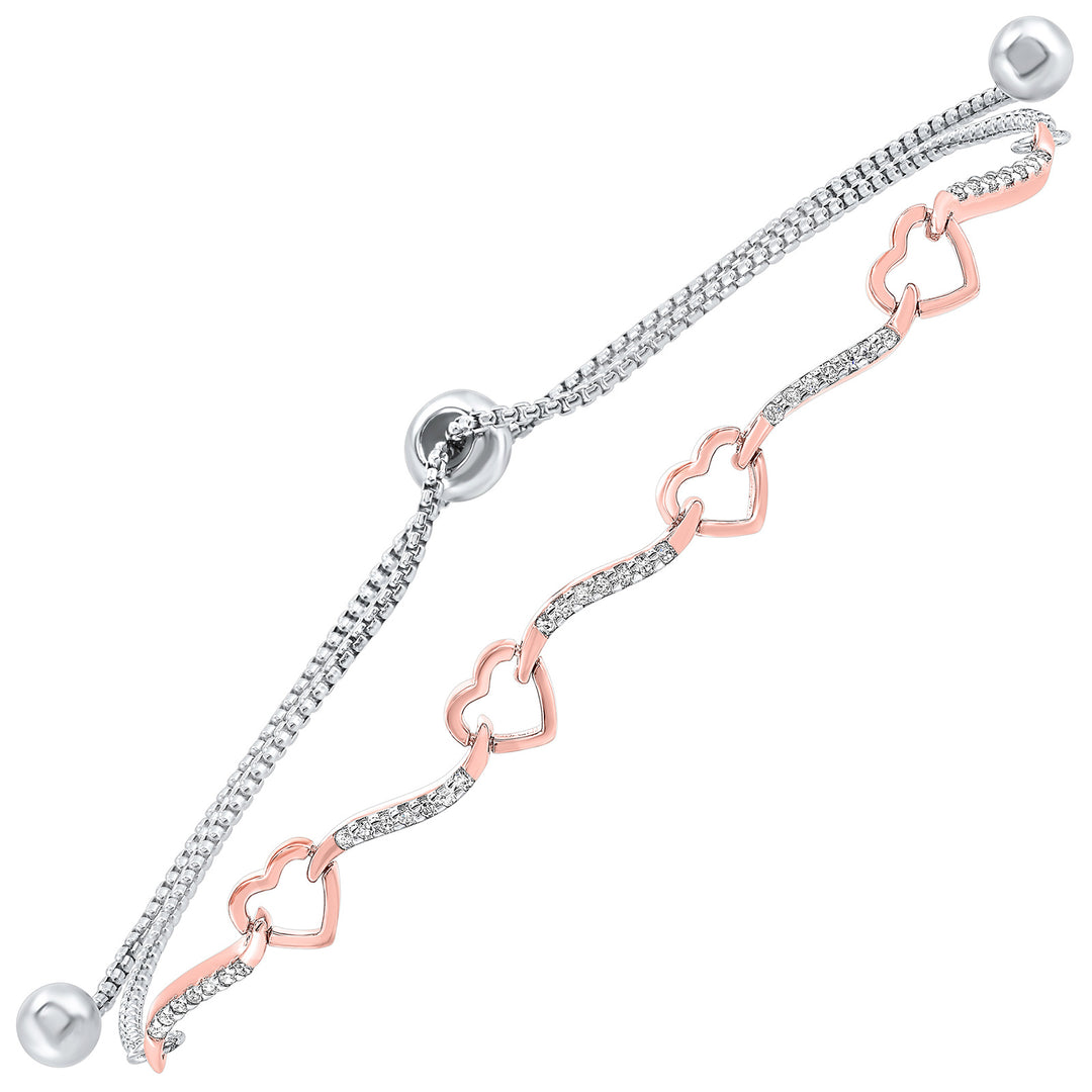 Silver White Rose Diamond 1/8Ctw Bracelet