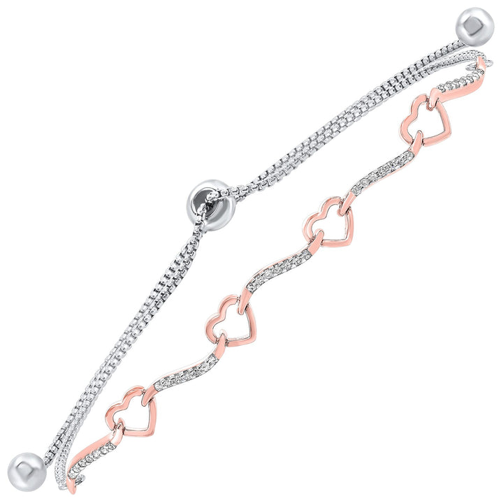 Silver White Rose Diamond 1/8Ctw Bracelet