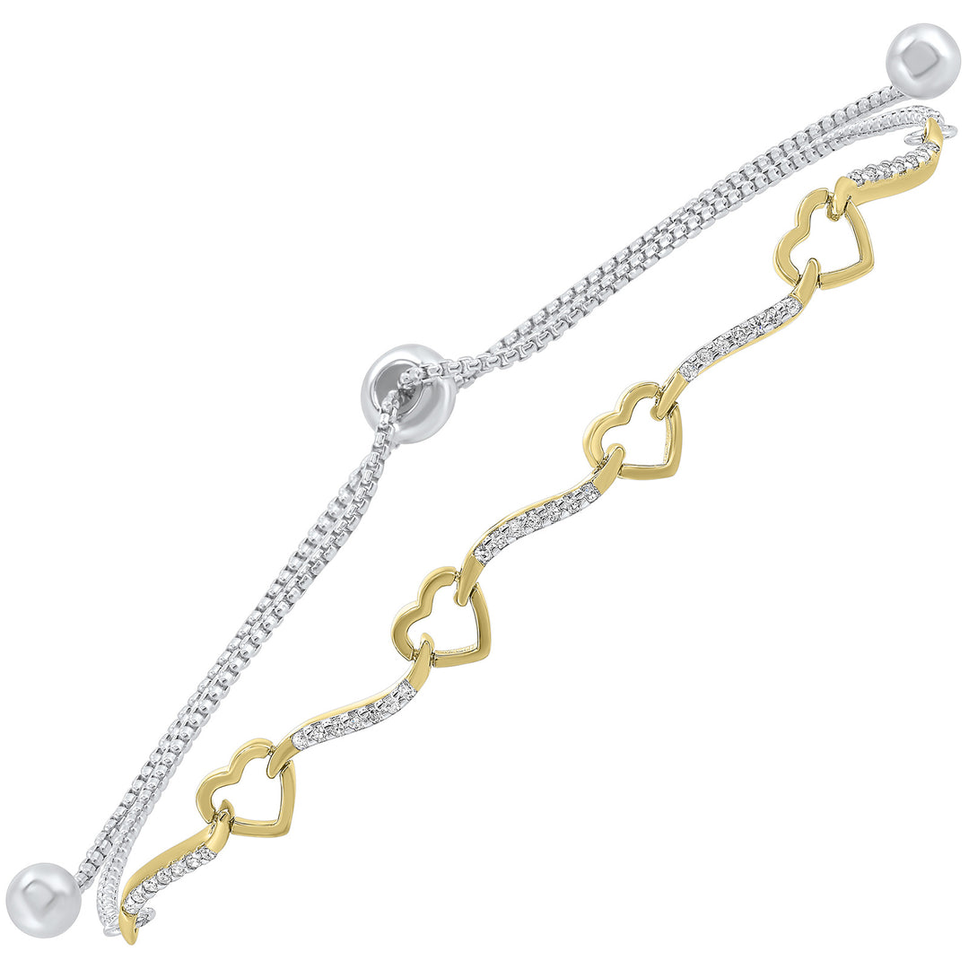 Silver White Yellow Diamond 1/8Ctw Bracelet