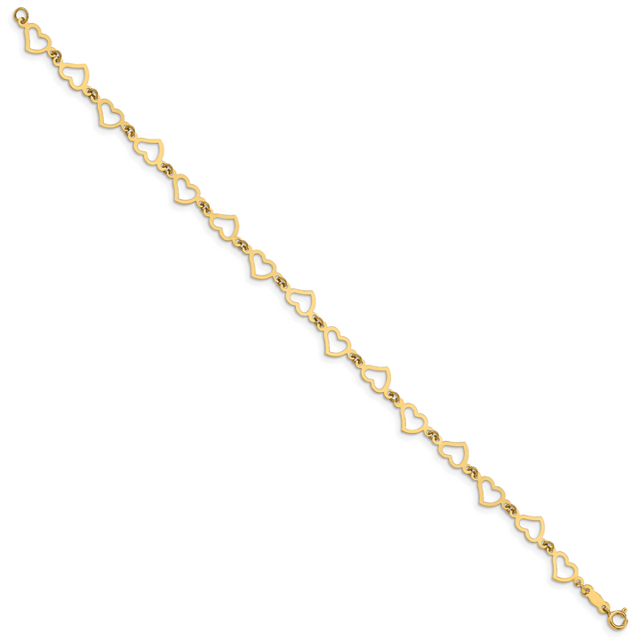 14K Flat Open Hearts Bracelet