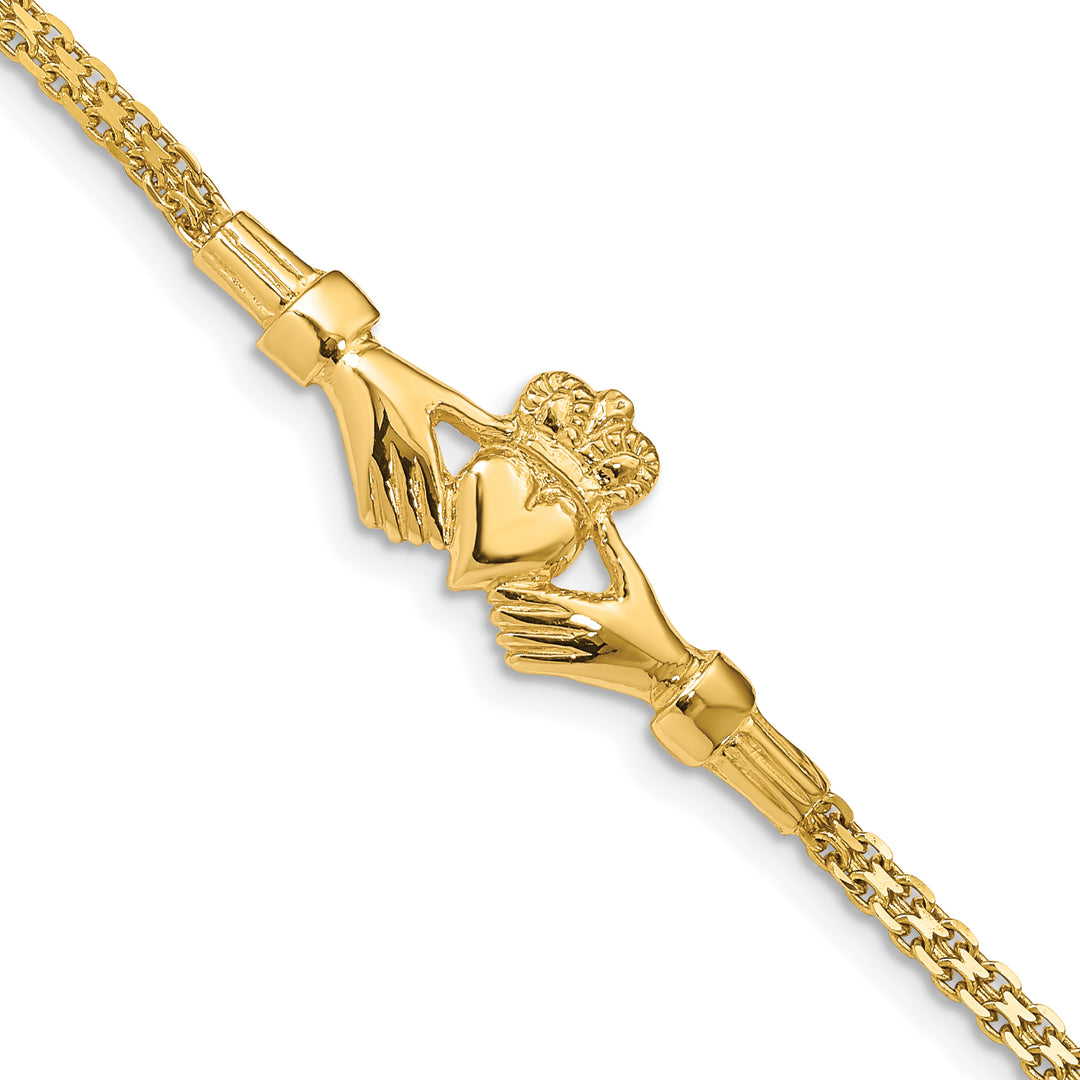 14K Polished Claddagh Bracelet