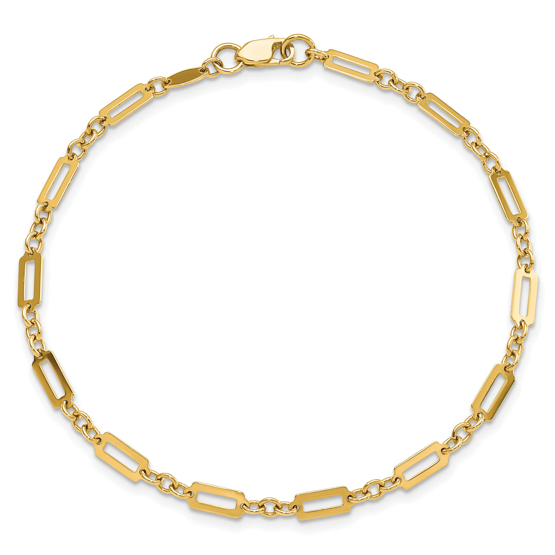 14K Polished Fancy Rectangle Link 7.5in Bracelet