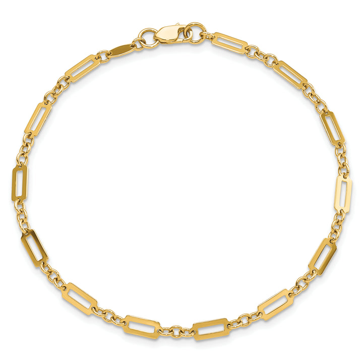 14K Polished Fancy Rectangle Link 7.5in Bracelet