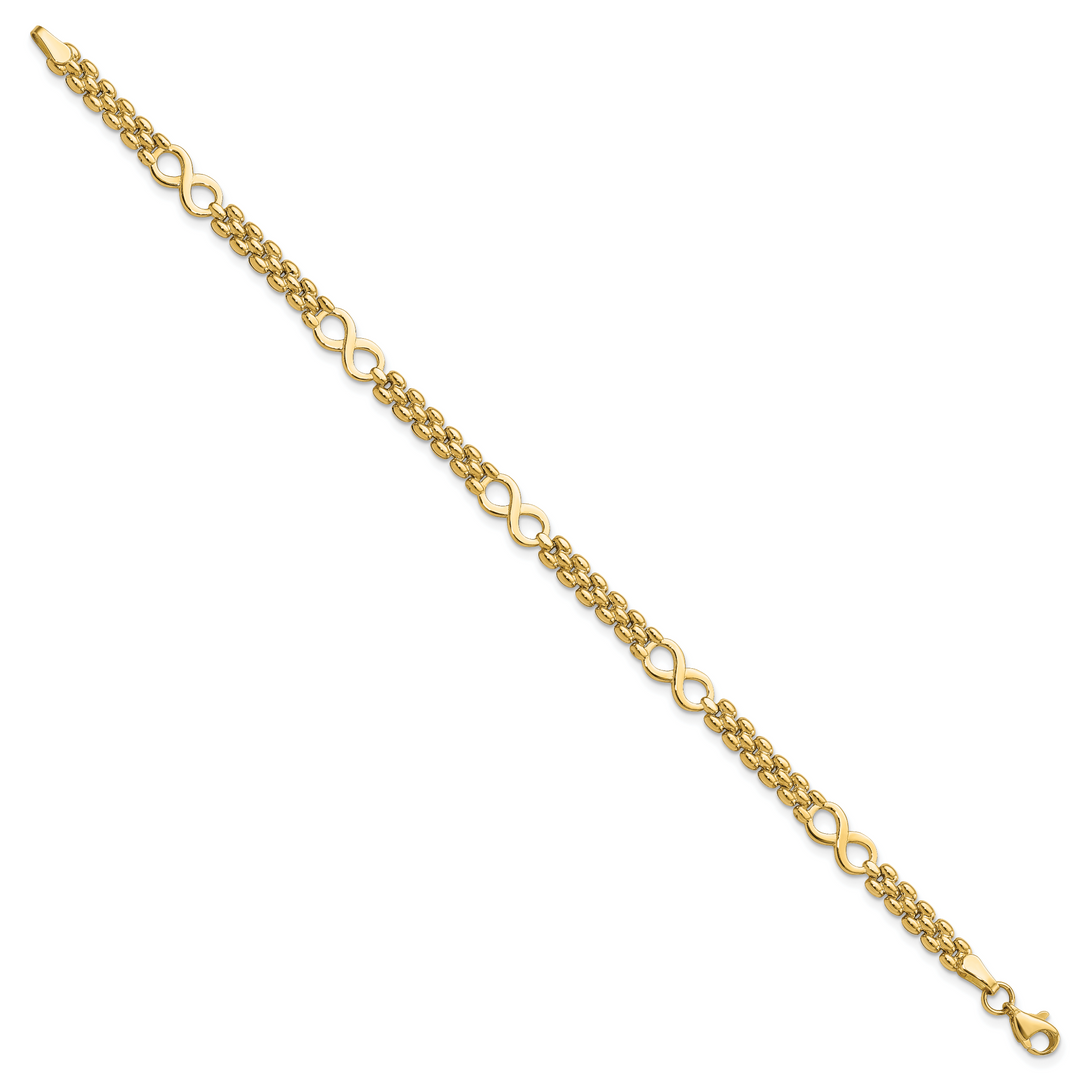 14K Polished Infinity and Fancy Link 7.5in Bracelet