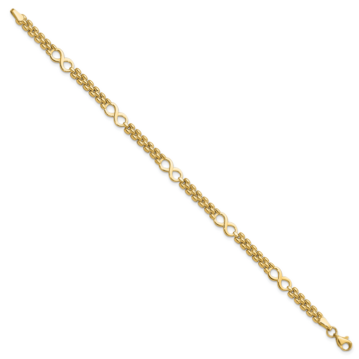 14K Polished Infinity and Fancy Link 7.5in Bracelet