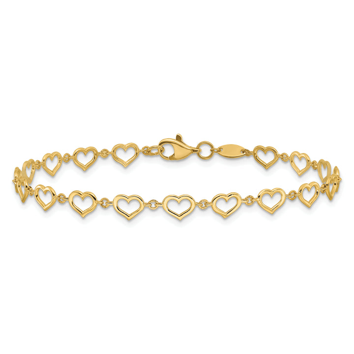 14K Polished Heart Link Bracelet
