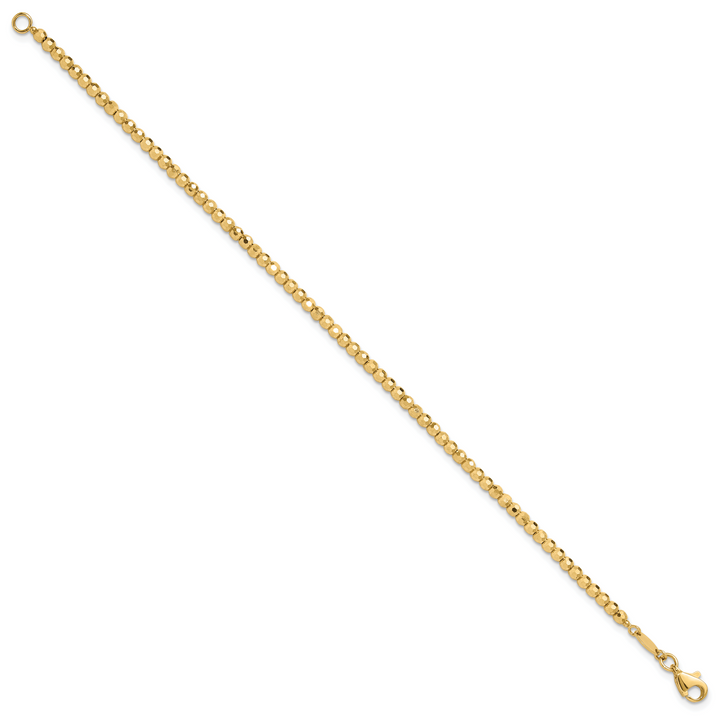 14K Polished and Diamond-cut Beaded Bracelet