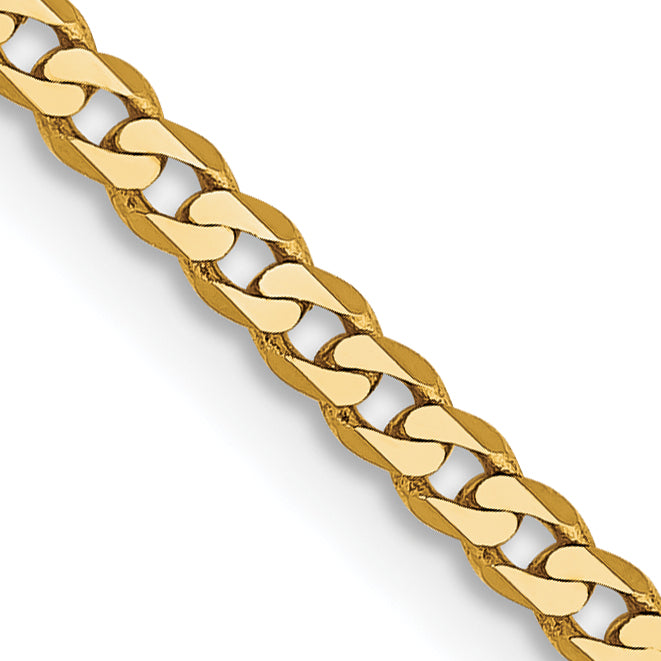 14k 2.2mm Flat Beveled Curb Chain