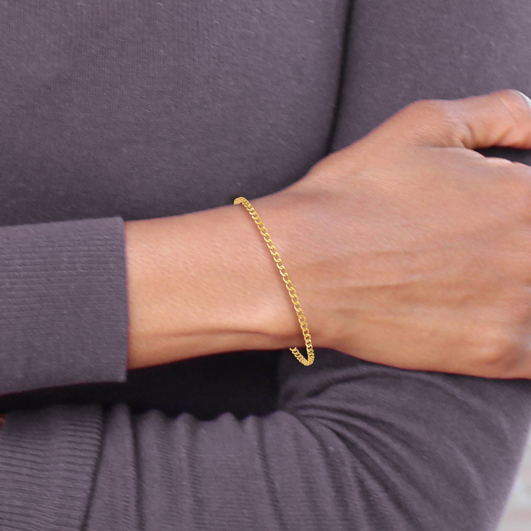 14k 2.2mm Flat Beveled Curb Chain Anklet