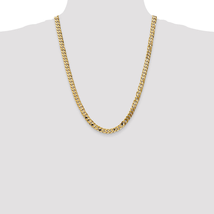 14k 7.25mm Flat Beveled Curb Chain