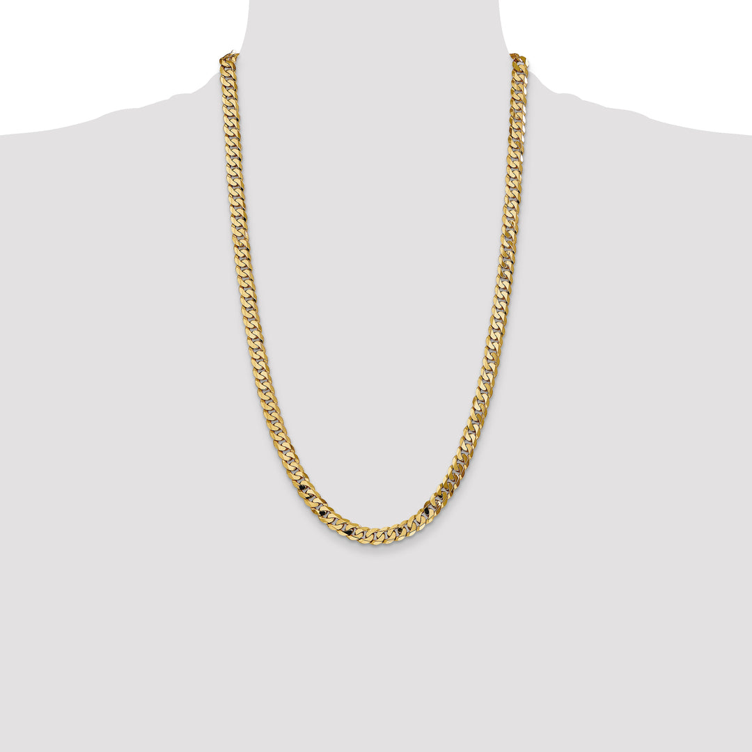 14k 7.25mm Flat Beveled Curb Chain
