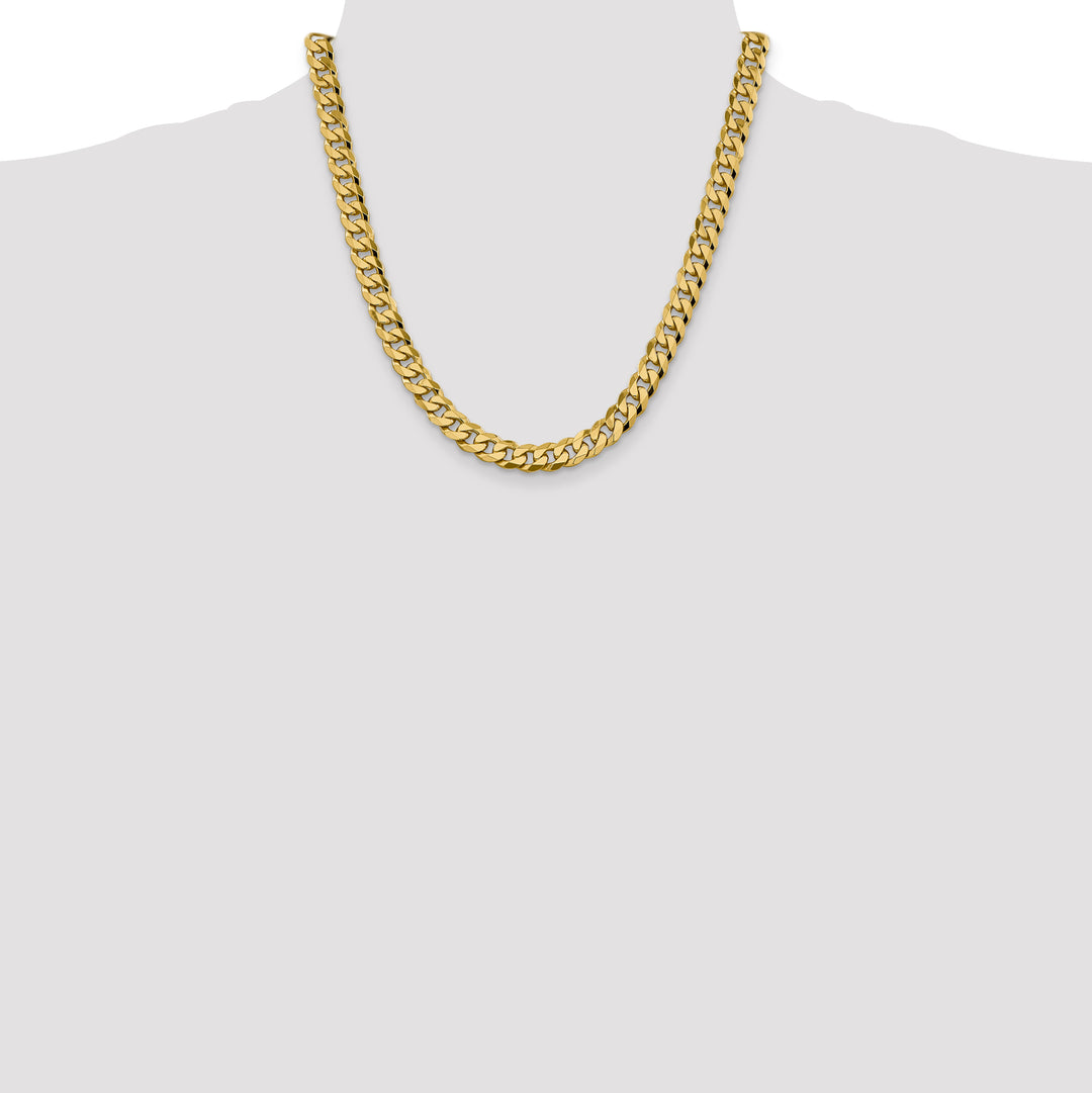 14k 8.5mm Flat Beveled Curb Chain