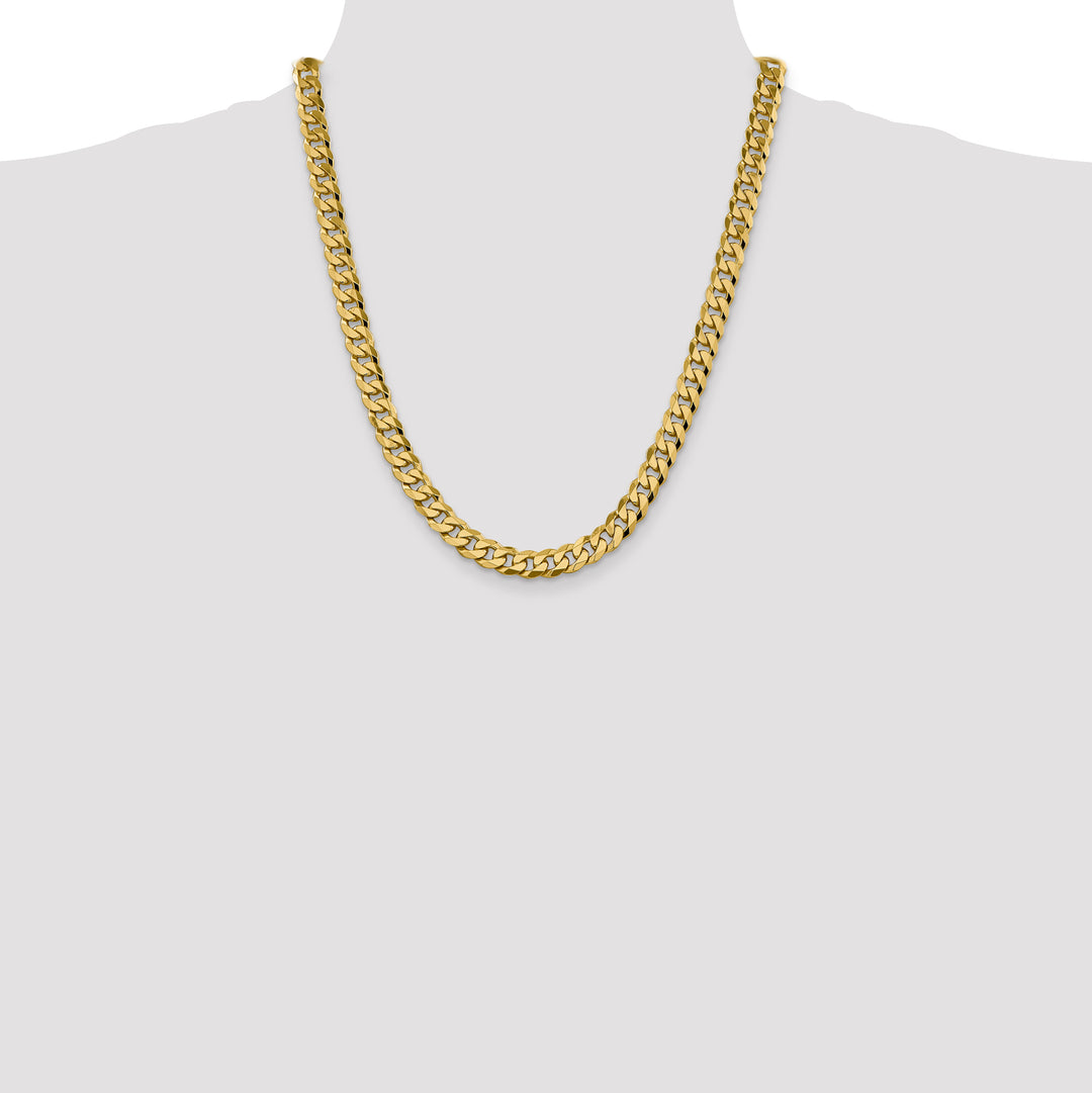 14k 8.5mm Flat Beveled Curb Chain
