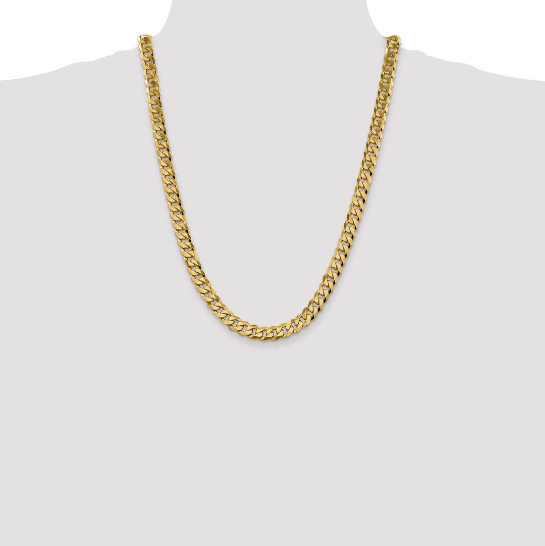 14k 8.5mm Flat Beveled Curb Chain