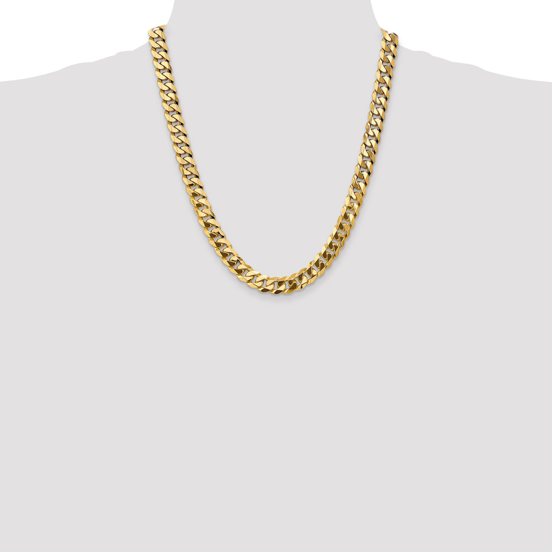 14k 9.5mm Flat Beveled Curb Chain