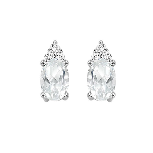 10Kt White Gold Diamond 1/20Ctw & White Topaz 1/2Ctw Earring