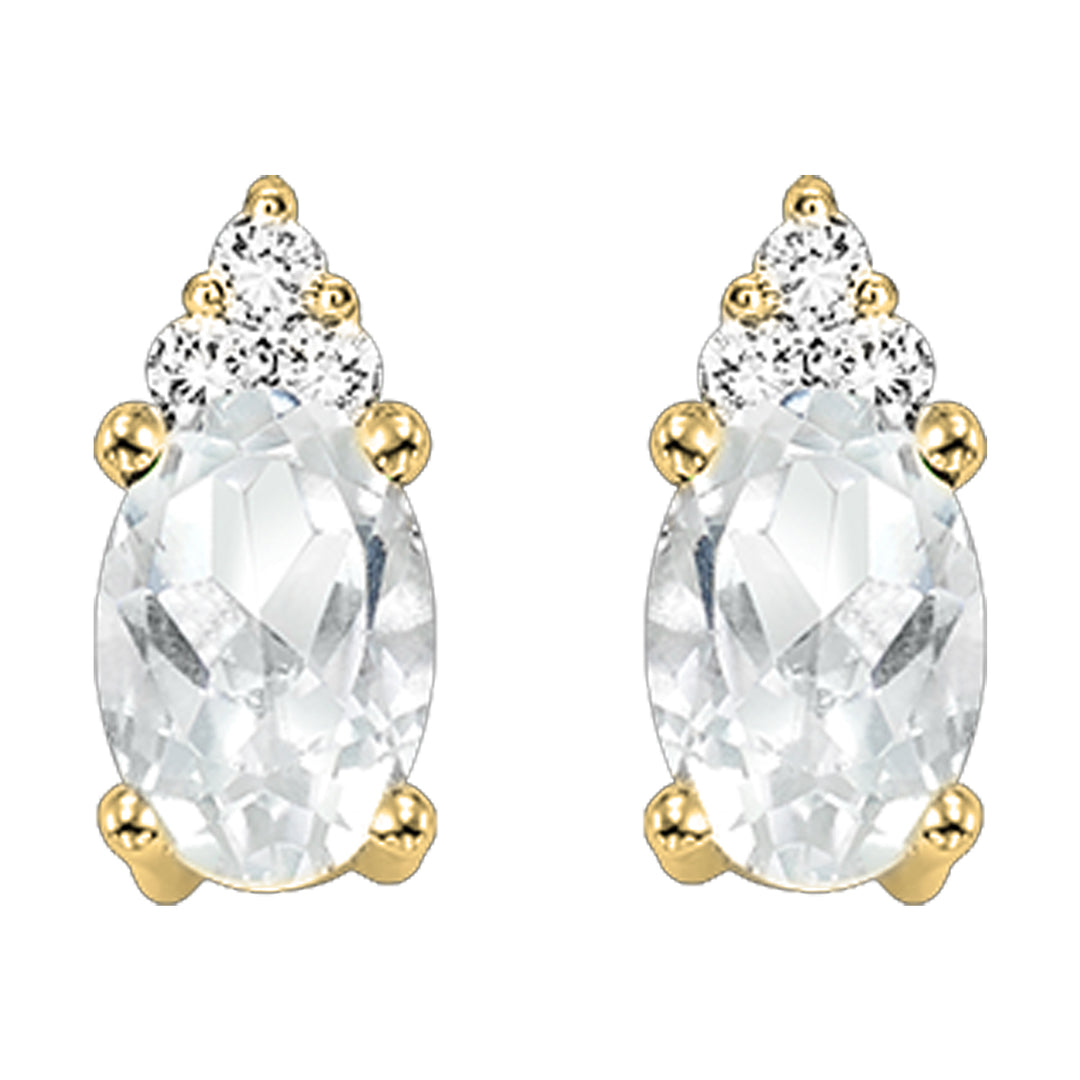 10Kt Yellow Gold Diamond 1/25Ctw & White Topaz 1/2Ctw Earring