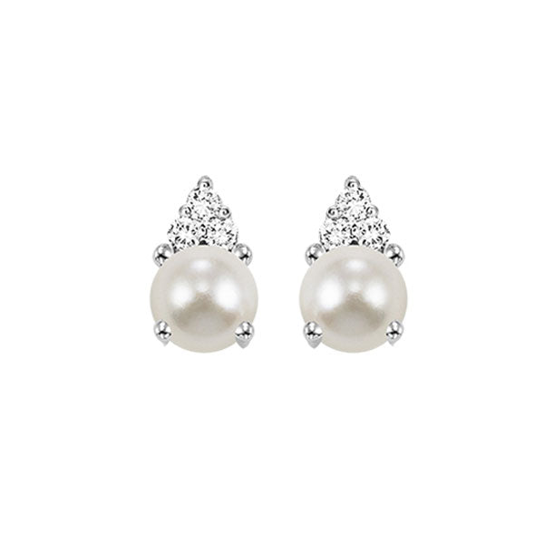 10Kt White Gold Diamond 1/20Ctw & Pearl 7/8Ctw Earring