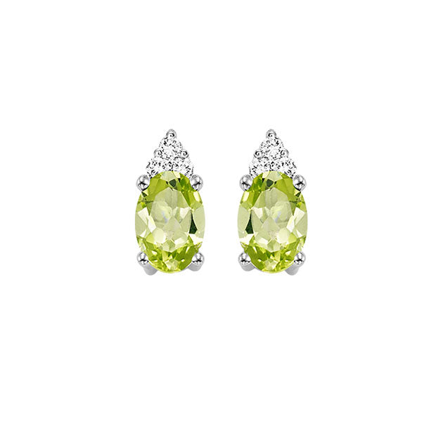 10Kt White Gold Diamond 1/20Ctw & Peridot 5/8Ctw Earring